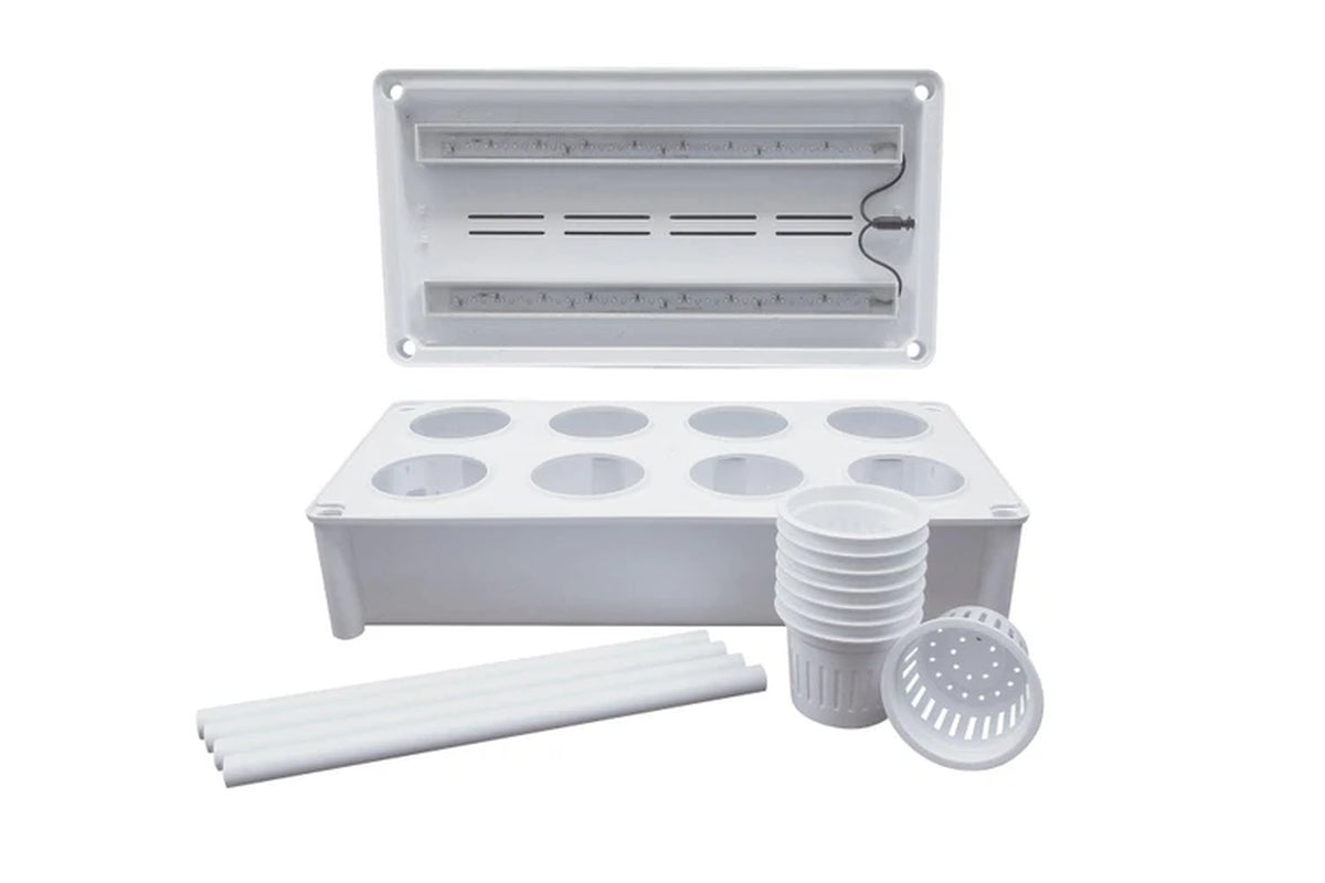 Greenlife Self-Watering Salad Planter Grower with LED Lights and 8 Pots - White