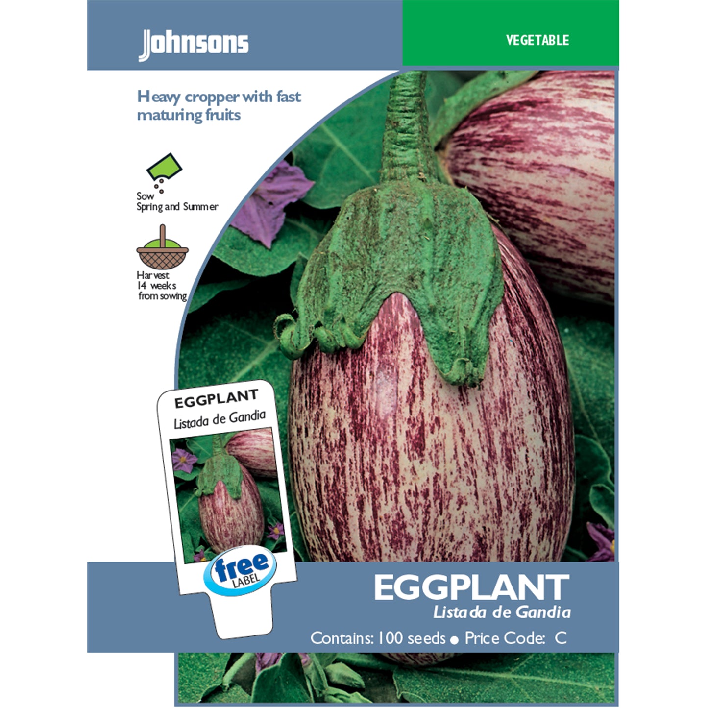 Johnsons Listada Eggplant Vegetable Seeds