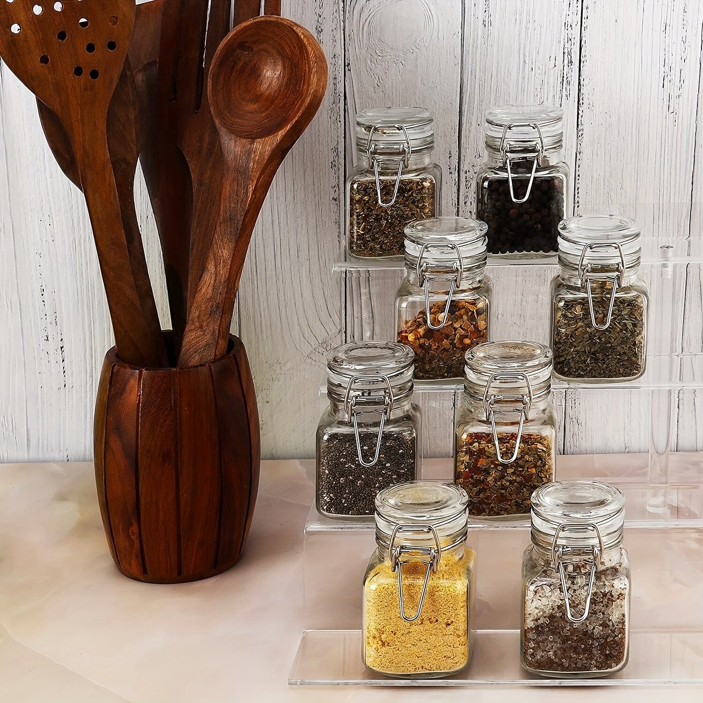 12Pcs 100ML Mini Glass Storage Jars Airtight Clip Top Lid Food Preserving Jar AU