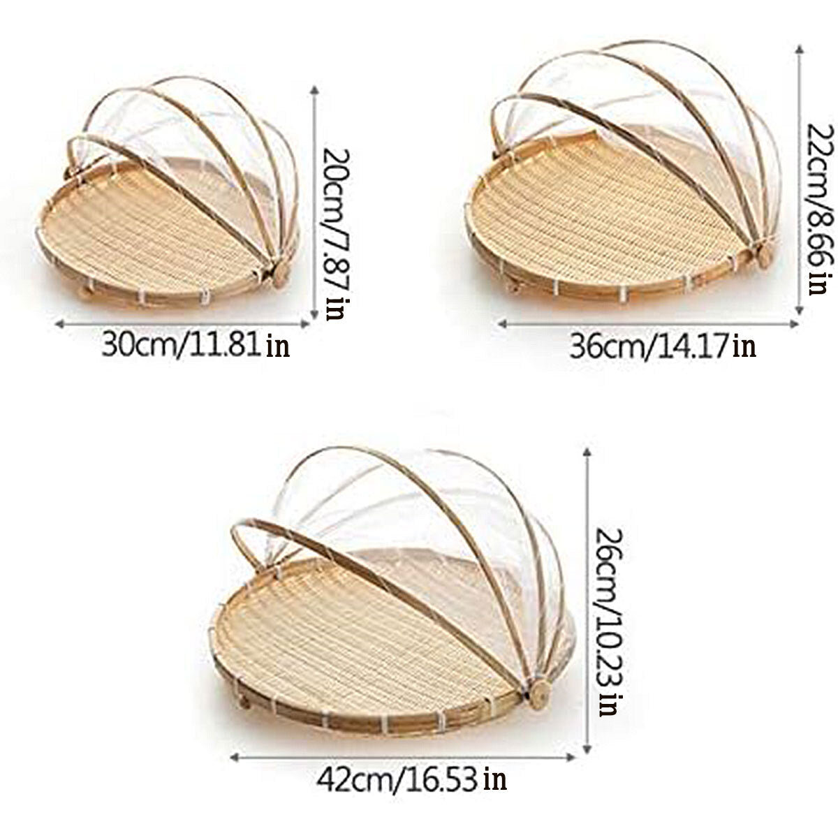 Bamboo Storage Basket with Mesh Cover for Fruit Vegetables Food Bread Kitchen AU
