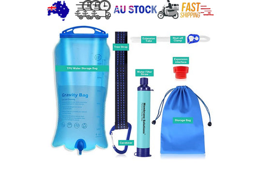 Survival Portable Water Purifier Filter Straw Gravity Water Filtration System 3L