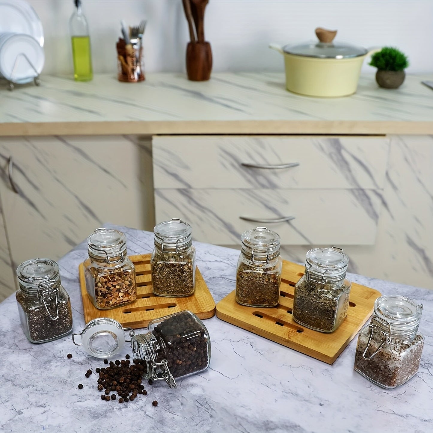 12Pcs 100ML Mini Glass Storage Jars Airtight Clip Top Lid Food Preserving Jar AU
