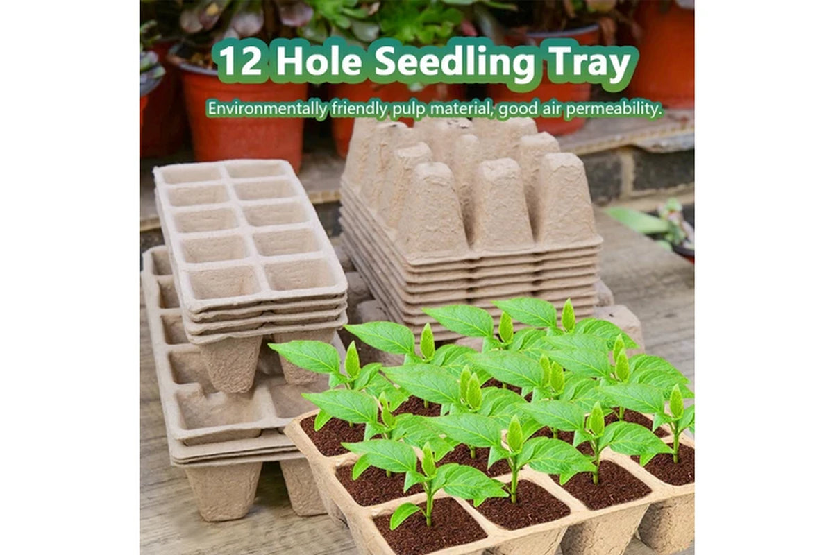240 Cells Seed Start Tray, 20 Packs Biodegradable Peat Pots for Seedlings, Organic Germination Plant Starter Kit with 200 Labels
