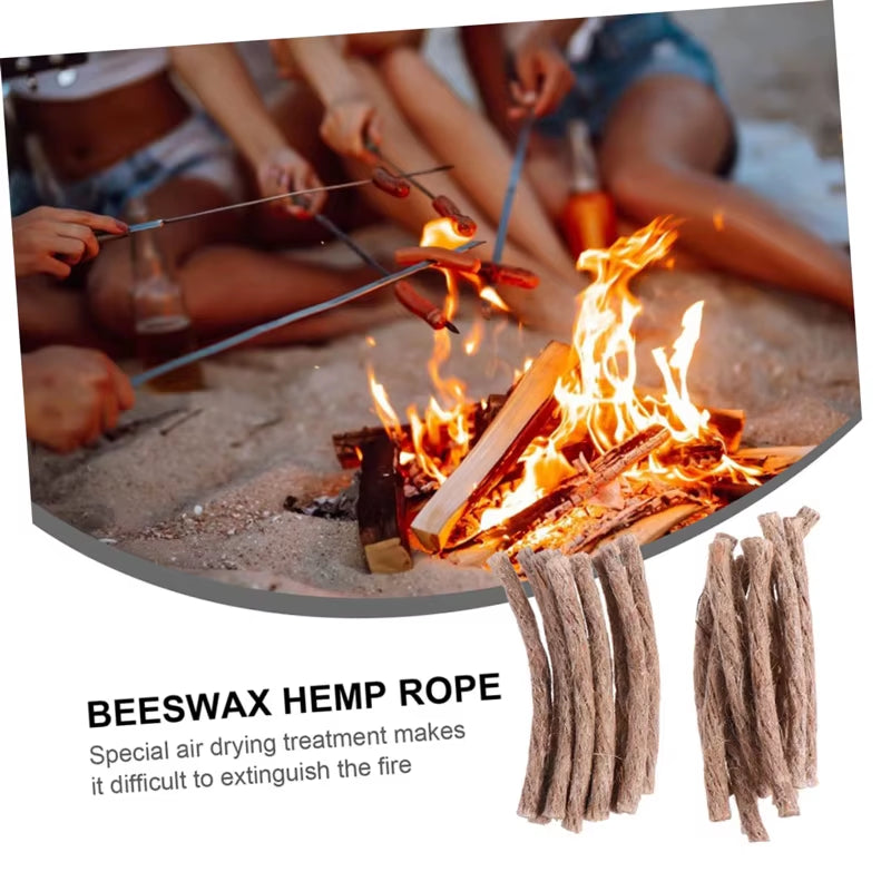 12/24Pcs Survival Wick Hemp Cord Easy to Carry Camping Hemp Fire Starters Outdoor Wick Camping Ropes Survival Tools