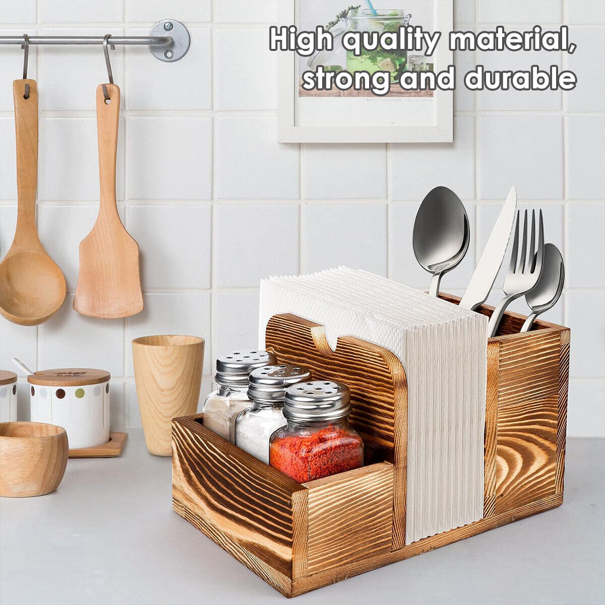 Wooden Spice Storage Box Kitchen Organizer Rack Countertop Container for Herbs