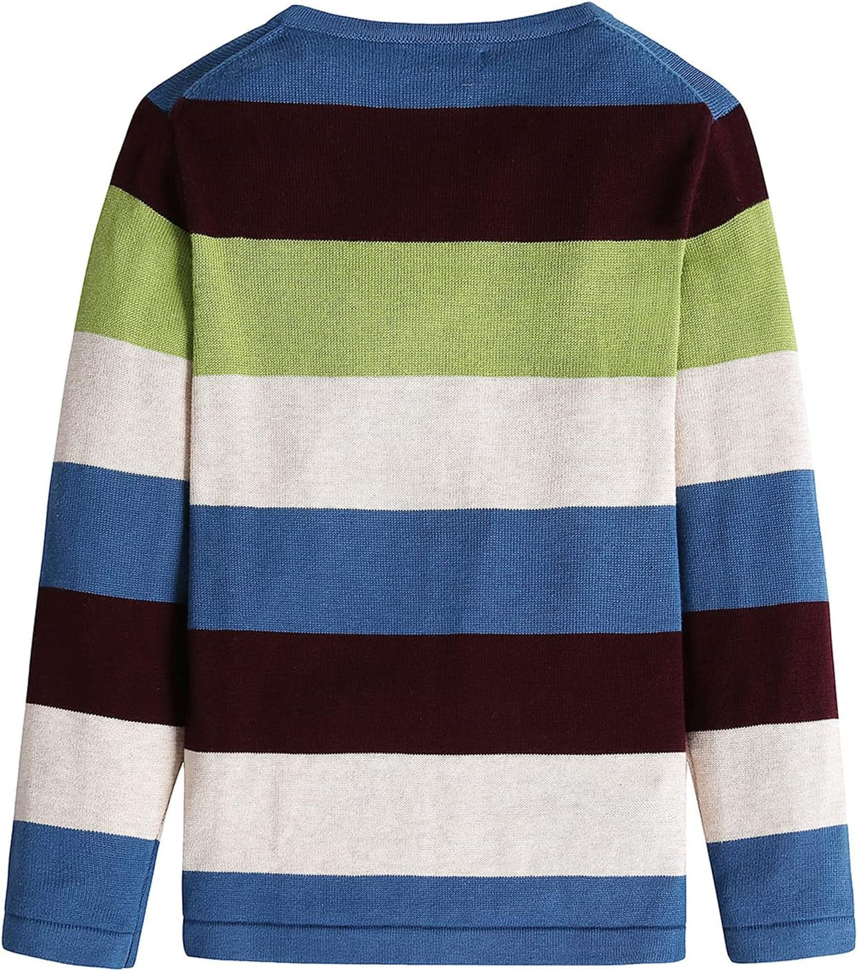 Boy'S Long-Sleeve Sweater Pullover V-Neck 100% Cotton Multicolor Stripe
