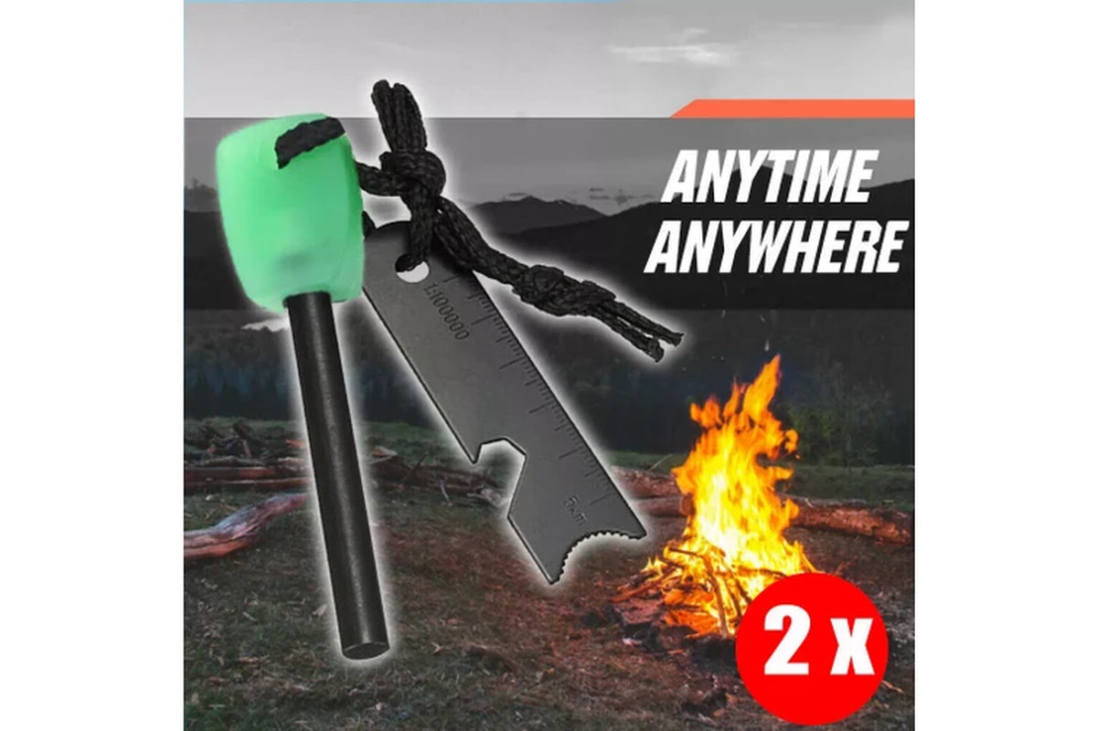8Mm Flint Rod Survival Fire Starter Magnesium Lighter 2Pcs