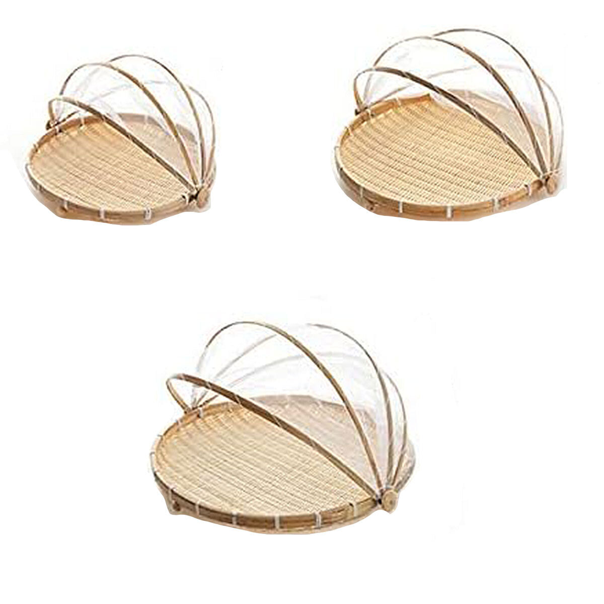 Bamboo Storage Basket with Mesh Cover for Fruit Vegetables Food Bread Kitchen AU