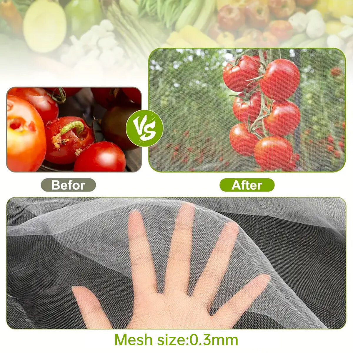 Garden Insect Netting Mesh anti Bug Net Forgreenhouse Fruit Vegetable Protection