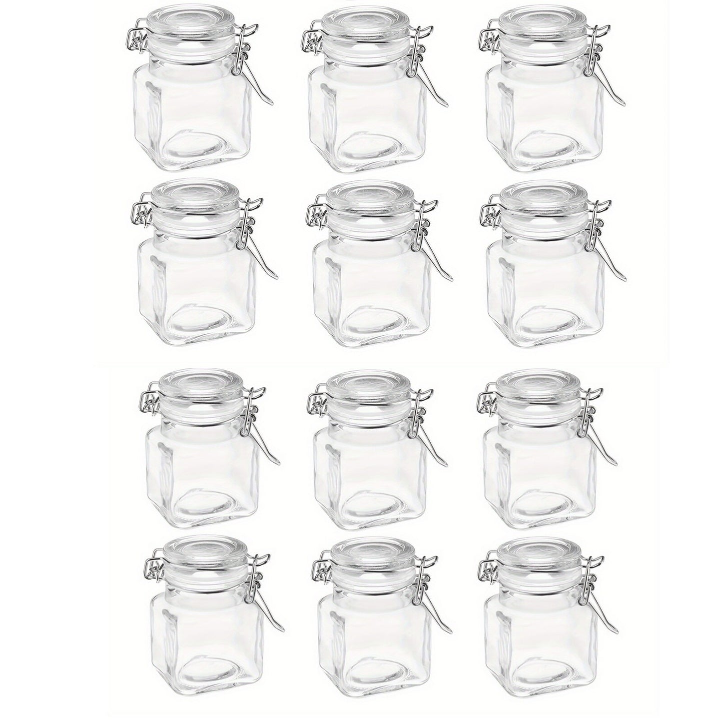 12Pcs 100ML Mini Glass Storage Jars Airtight Clip Top Lid Food Preserving Jar AU