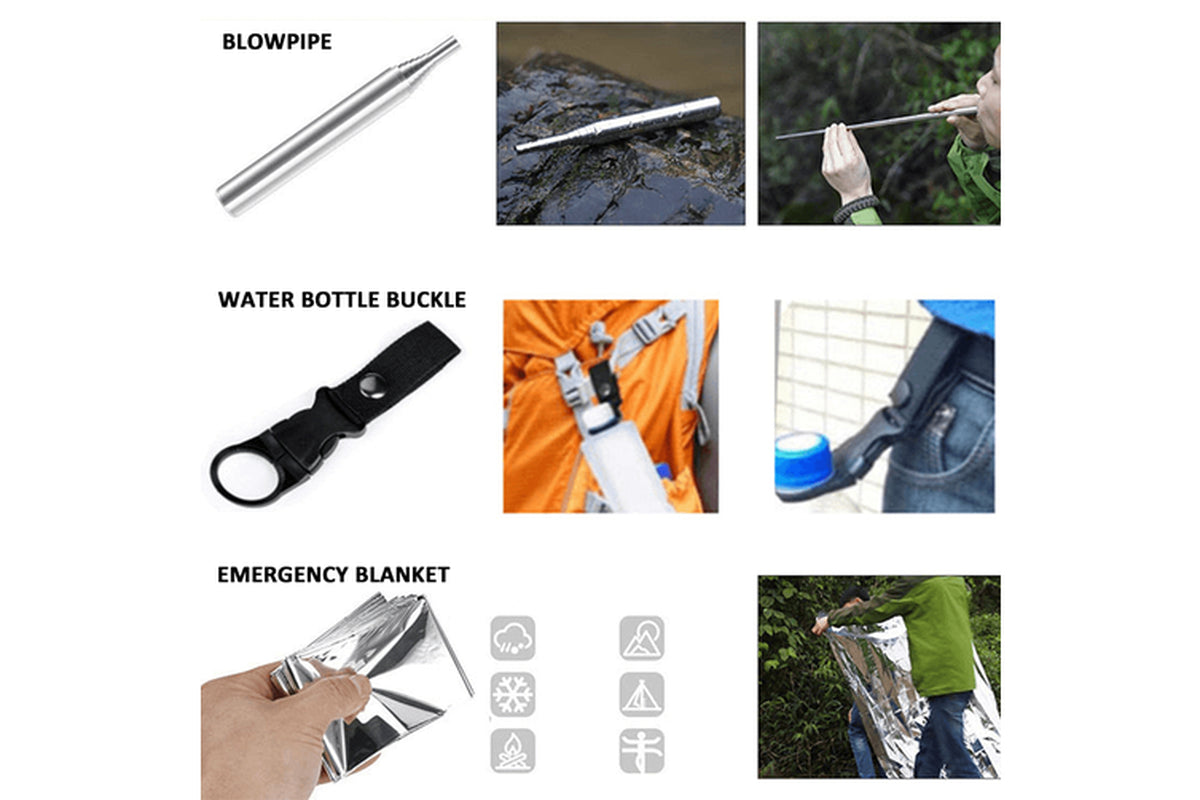 16In1 SOS Kit Outdoor Emergency Equipment Box for Camping Survival Gear