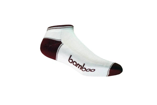 White/Maroon Bamboo Ankle Socks - Men'S 4-6