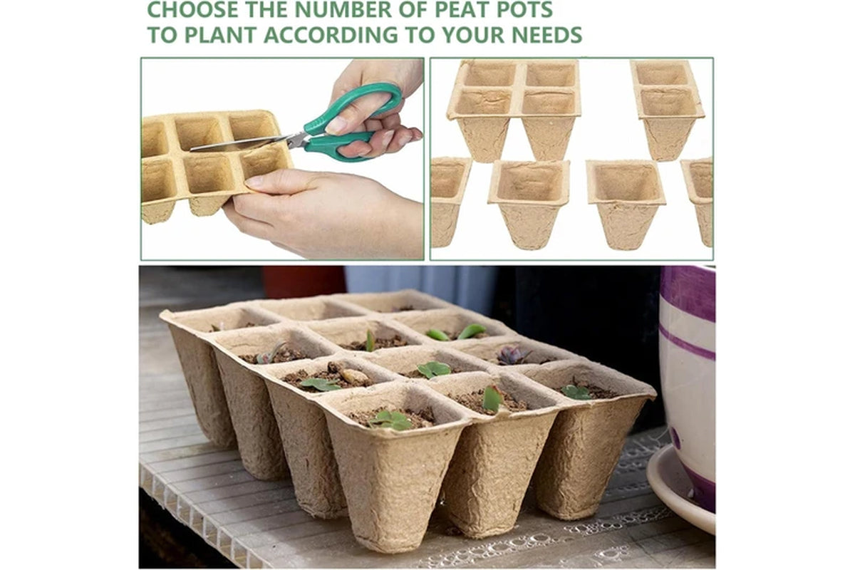 240 Cells Seed Start Tray, 20 Packs Biodegradable Peat Pots for Seedlings, Organic Germination Plant Starter Kit with 200 Labels