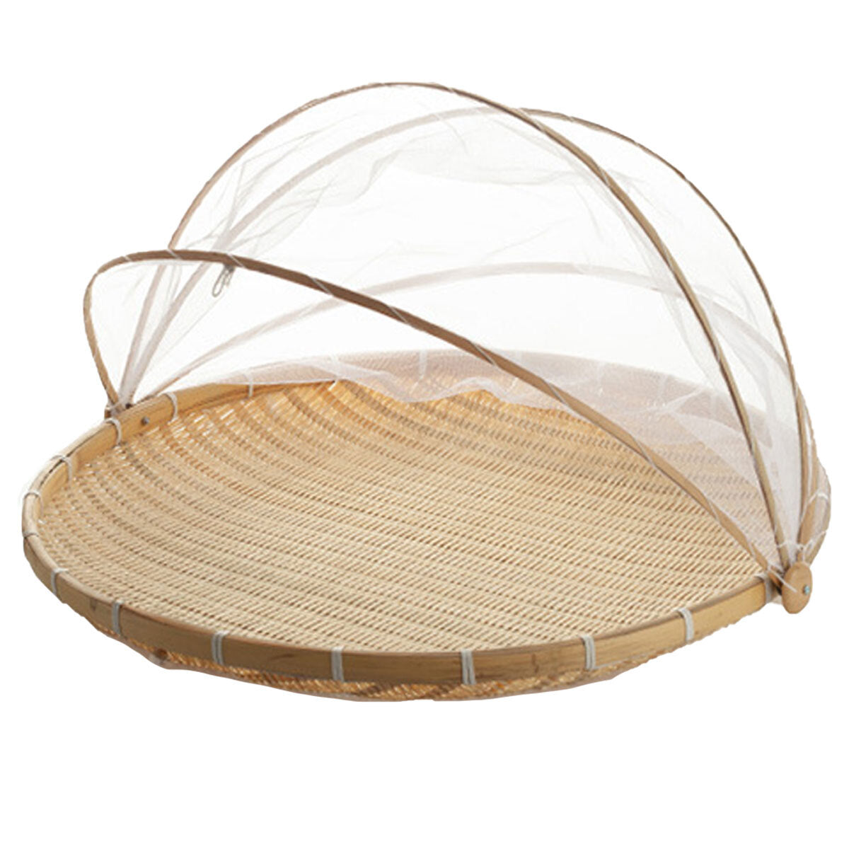 Bamboo Storage Basket with Mesh Cover for Fruit Vegetables Food Bread Kitchen AU