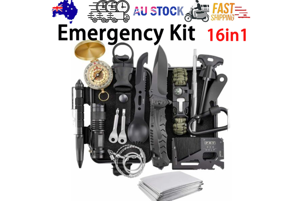 16In1 SOS Kit Outdoor Emergency Equipment Box for Camping Survival Gear