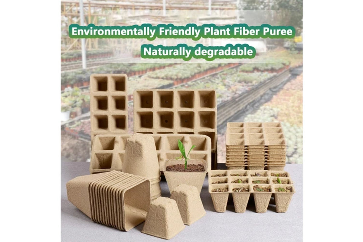 240 Cells Seed Start Tray, 20 Packs Biodegradable Peat Pots for Seedlings, Organic Germination Plant Starter Kit with 200 Labels