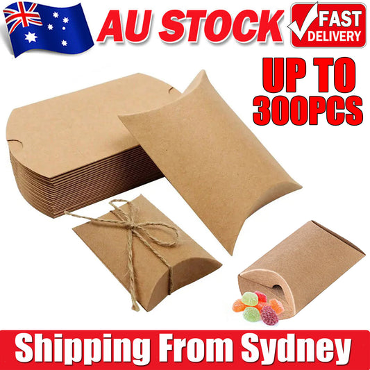 UP 300Pcs Xmas Candy Gift Box Bag Pillow Favor Kraft Paper Gift Favour Wedding
