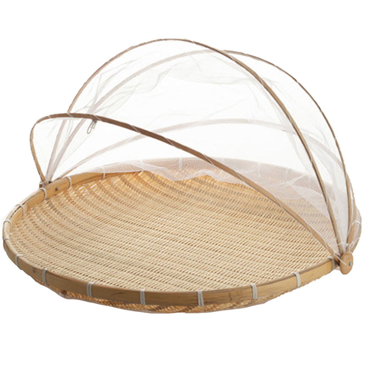 Bamboo Storage Basket with Mesh Cover for Fruit Vegetables Food Bread Kitchen AU