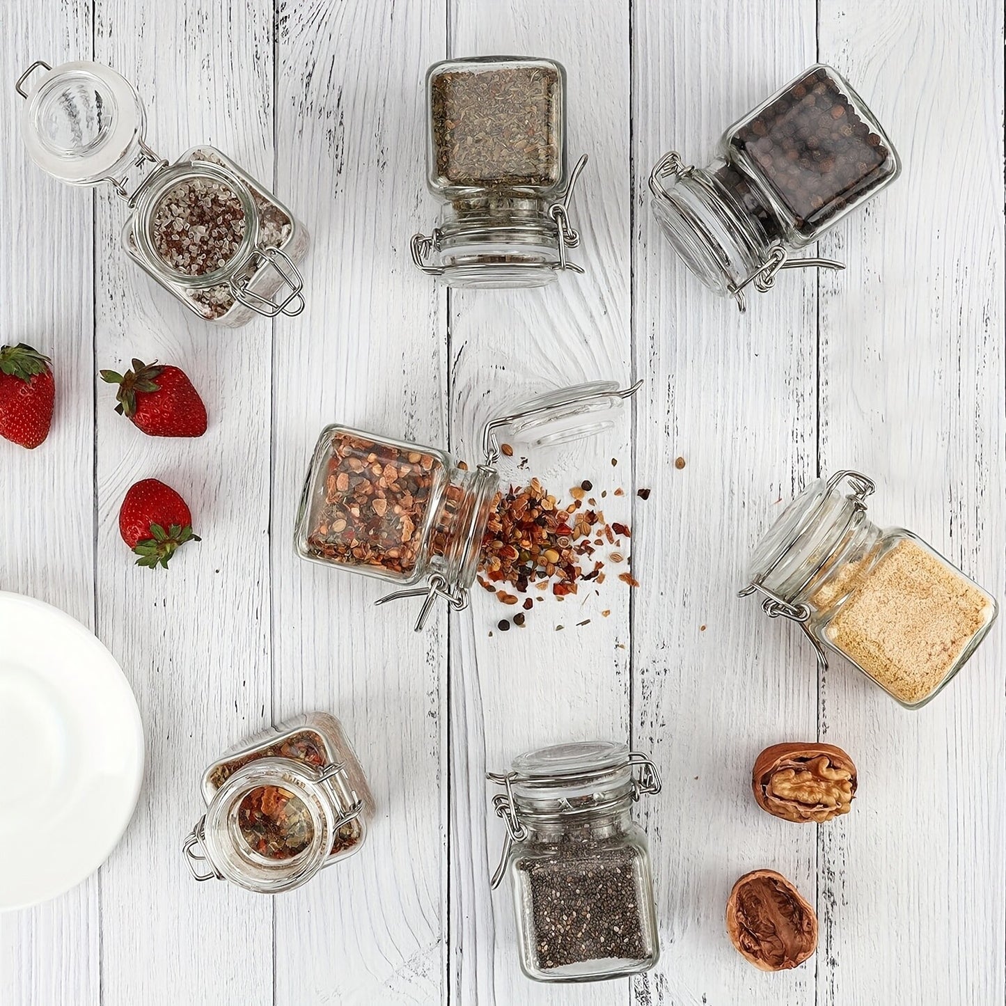 12Pcs 100ML Mini Glass Storage Jars Airtight Clip Top Lid Food Preserving Jar AU