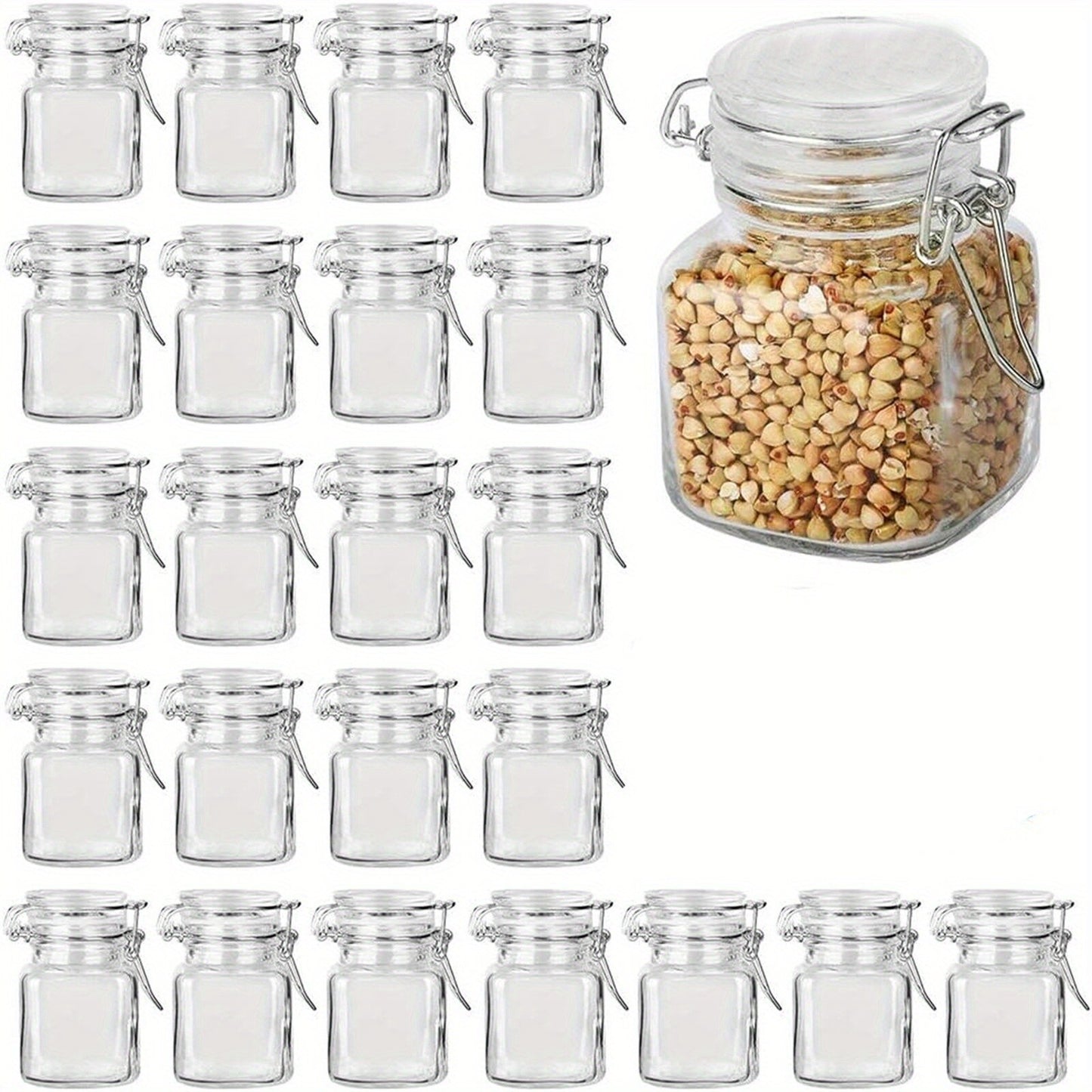 12Pcs 100ML Mini Glass Storage Jars Airtight Clip Top Lid Food Preserving Jar AU