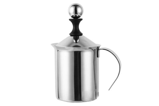 400Ml Double Mesh Manual Milk Frother Stainless Steel Hand Pump Milk Foamer Handheld Milk Frothing Pitchers for Cappuccions Coffee