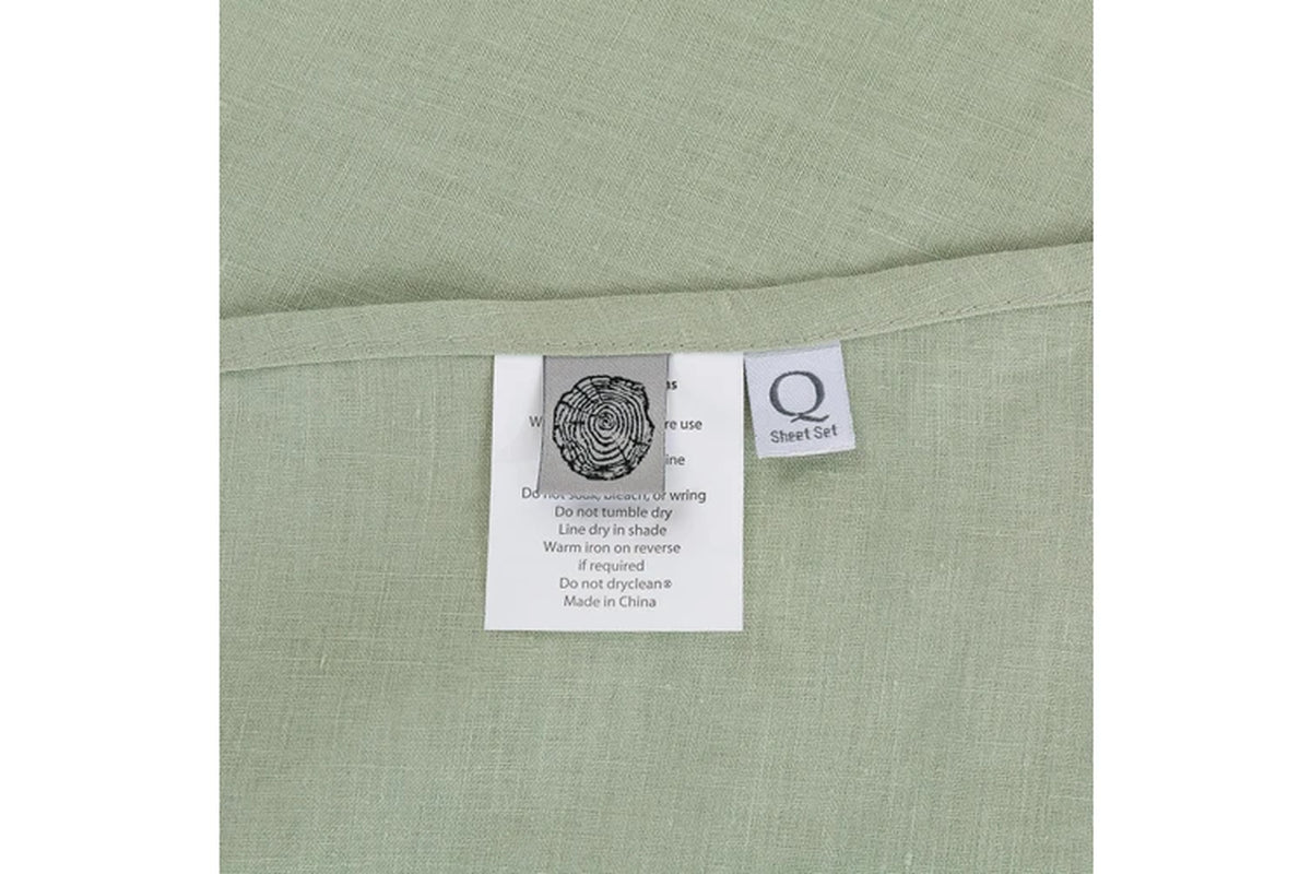 Vintage Washed Hemp Linen Sheet Set Sage (Queen,King,Super King)