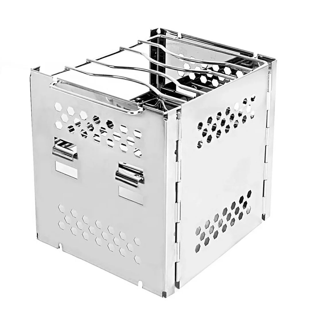 Mini Folding Wood Stove – Stainless Steel, Compact