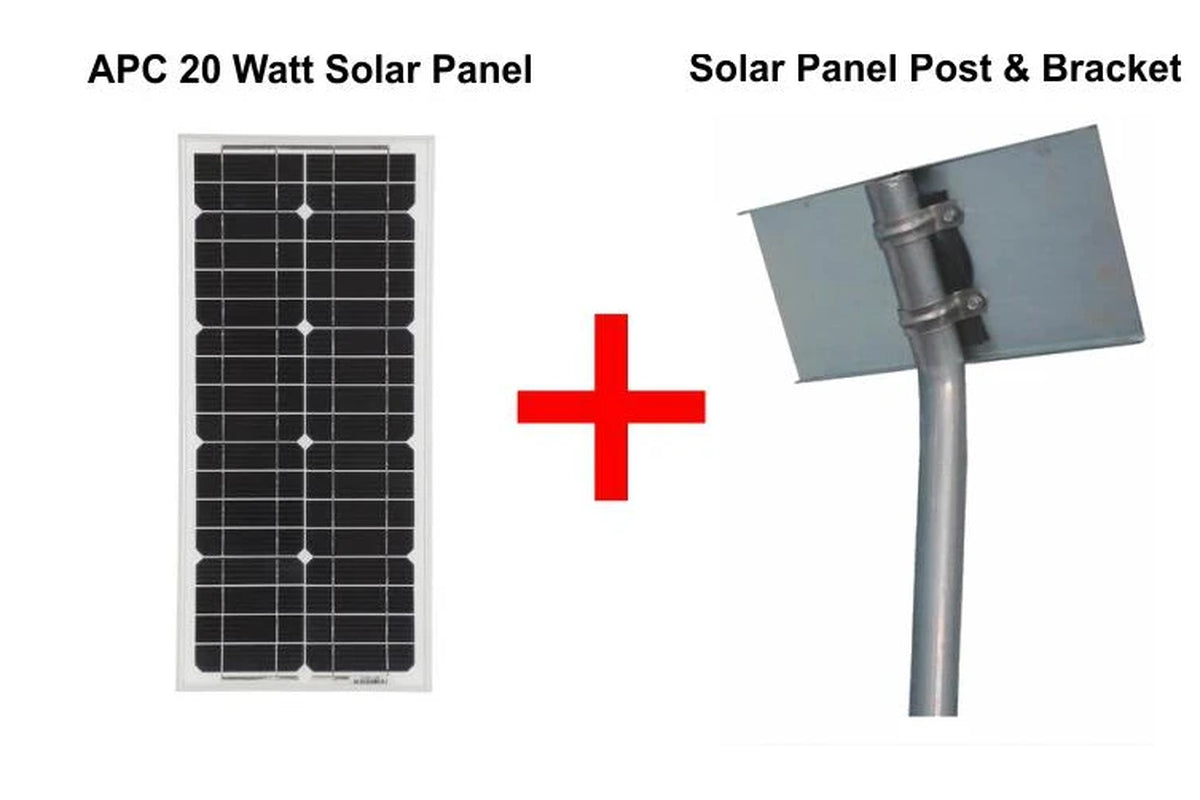 APC 24V 20 Watts Standalone Solar Kit, Uno Multipurpose Battery Box with Built in Solar Regulator, Dual 9Ah Batteries, 24V 20 Watts Solar Panel and Solar Panel Post & Bracket