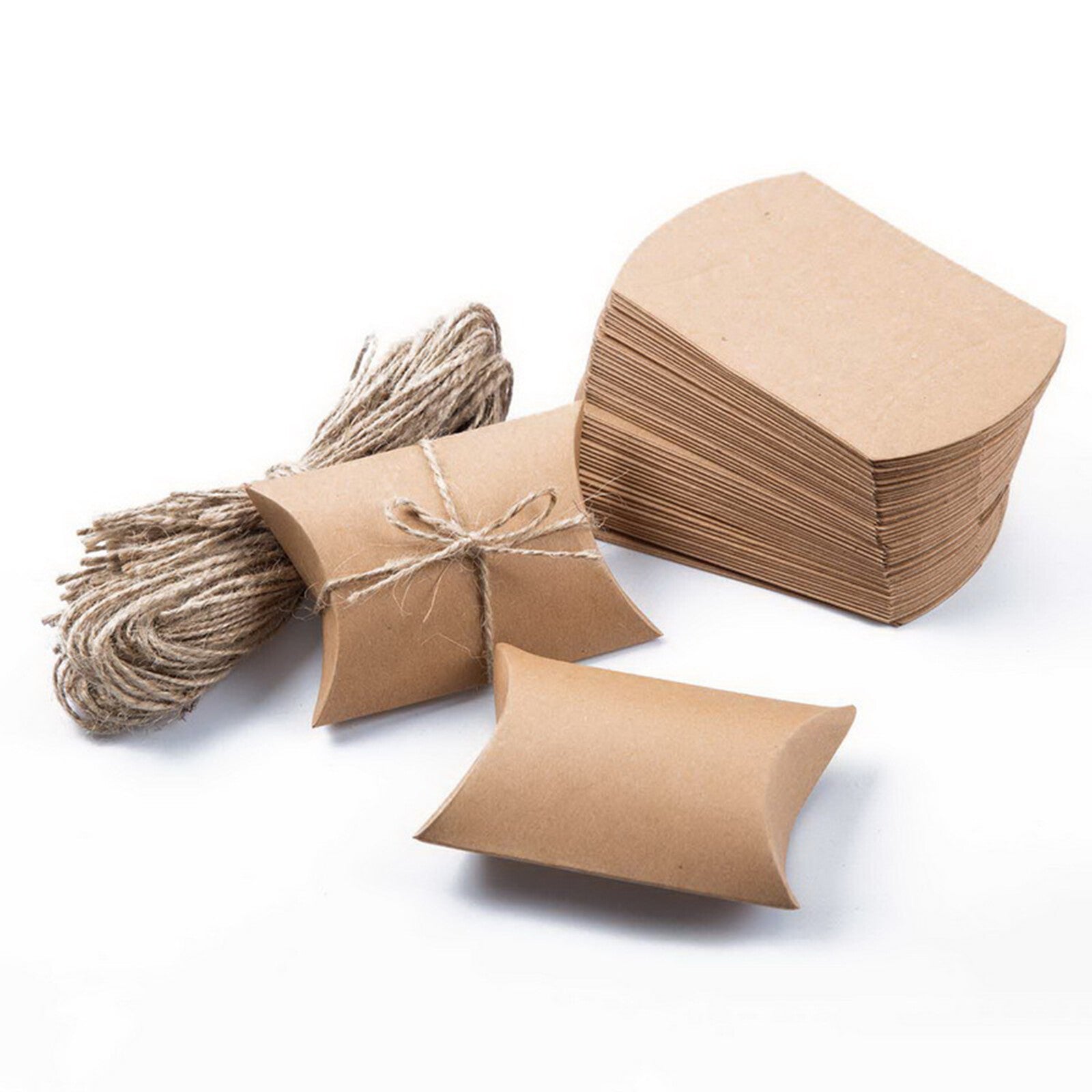 UP 300Pcs Xmas Candy Gift Box Bag Pillow Favor Kraft Paper Gift Favour Wedding