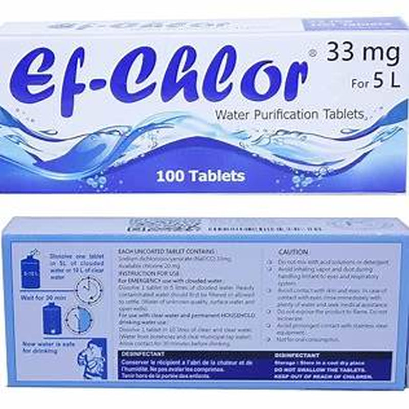Ef‑Chlor Water Purification Tablets – Portable Clean Water