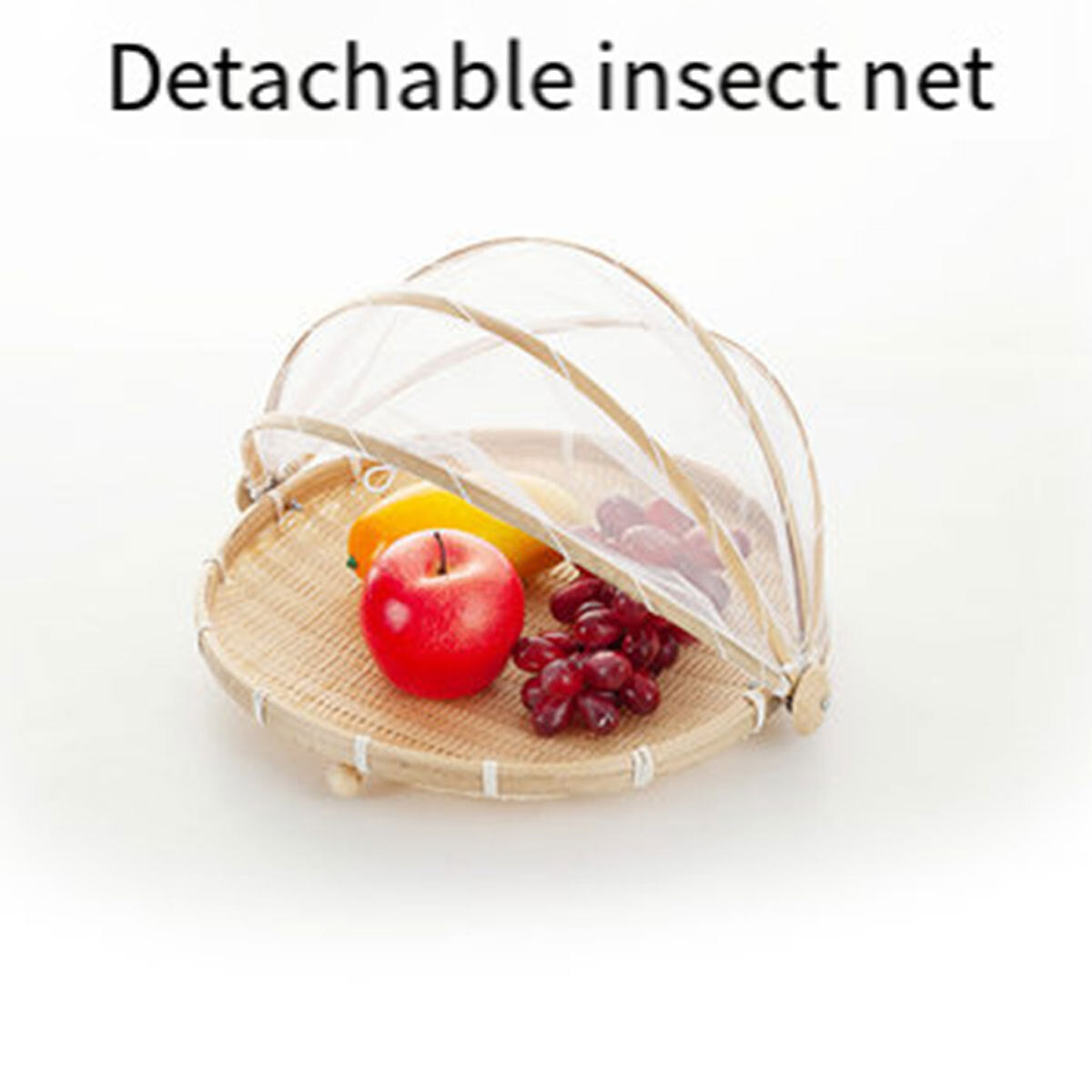 Bamboo Storage Basket with Mesh Cover for Fruit Vegetables Food Bread Kitchen AU