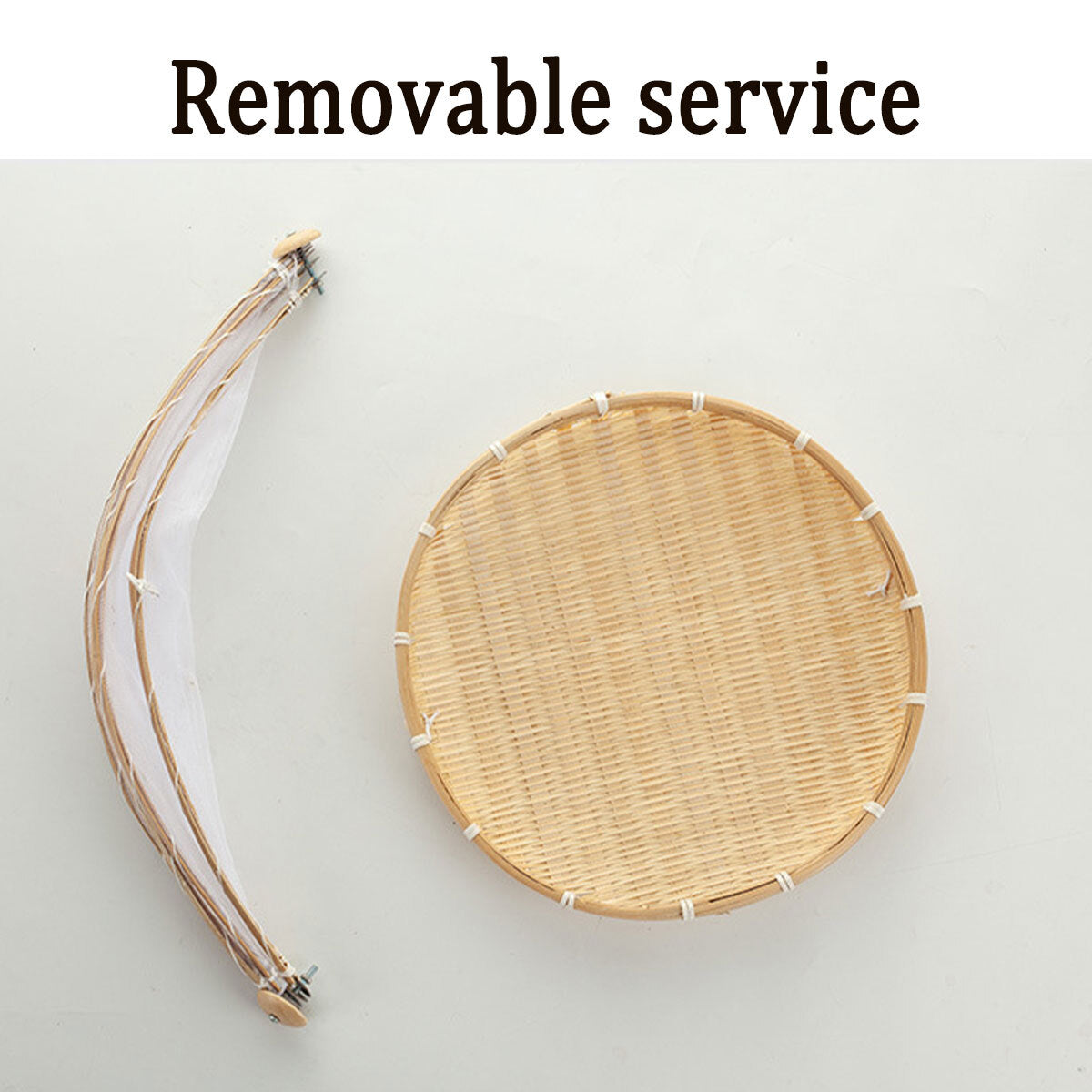 Bamboo Storage Basket with Mesh Cover for Fruit Vegetables Food Bread Kitchen AU