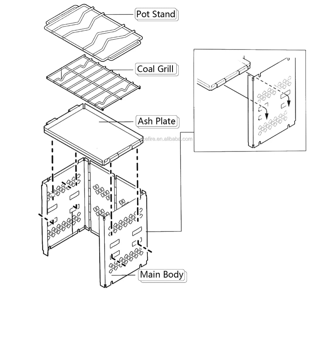Mini Folding Wood Stove – Stainless Steel, Compact