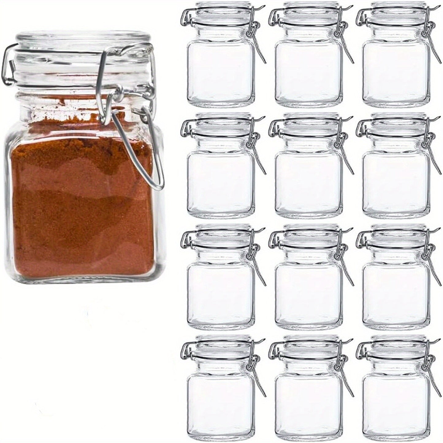 12Pcs 100ML Mini Glass Storage Jars Airtight Clip Top Lid Food Preserving Jar AU