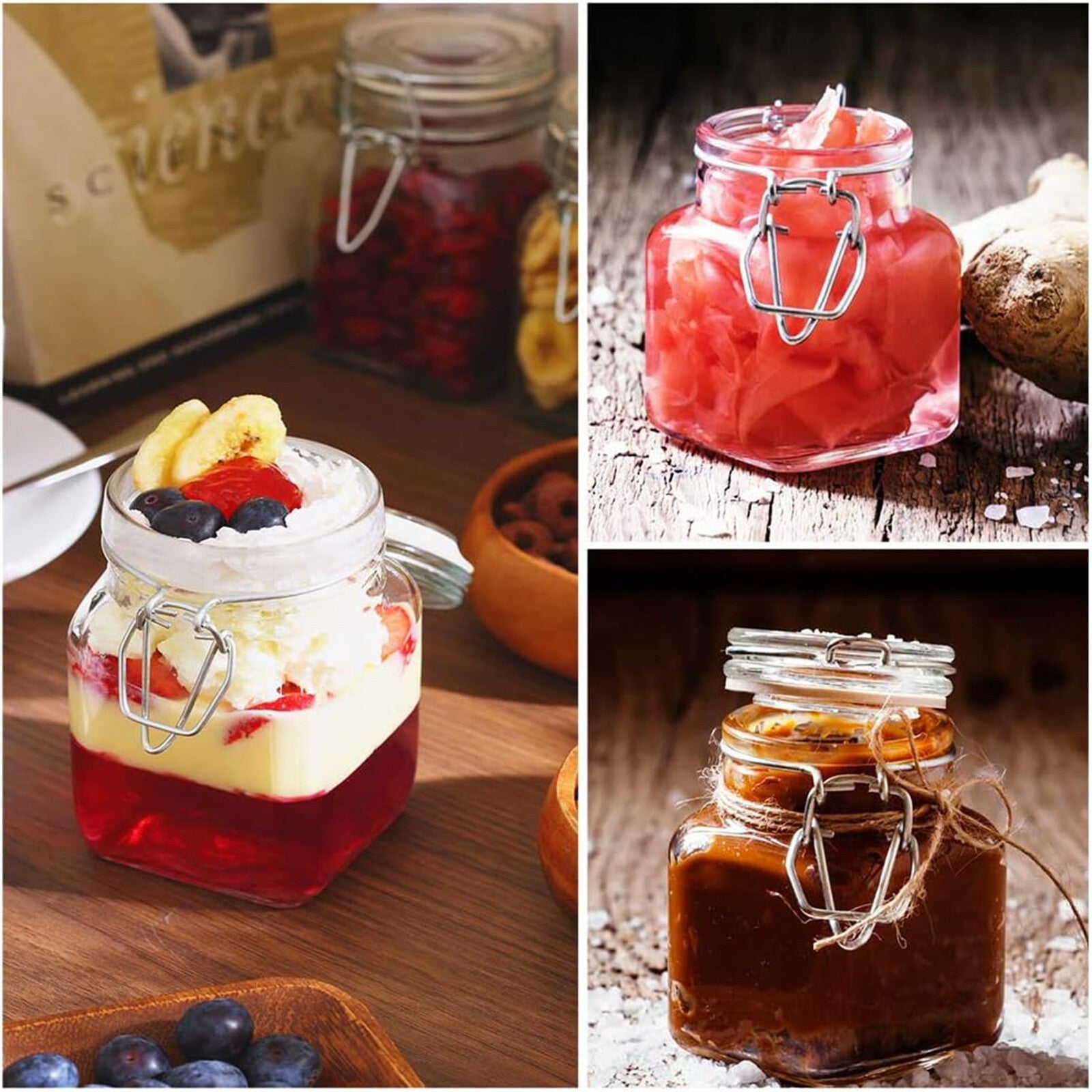 12Pcs 100ML Mini Glass Storage Jars Airtight Clip Top Lid Food Preserving Jar AU
