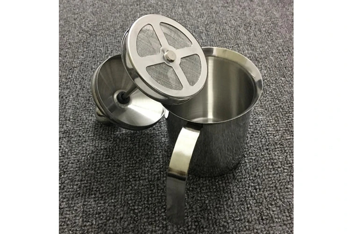 400Ml Double Mesh Manual Milk Frother Stainless Steel Hand Pump Milk Foamer Handheld Milk Frothing Pitchers for Cappuccions Coffee
