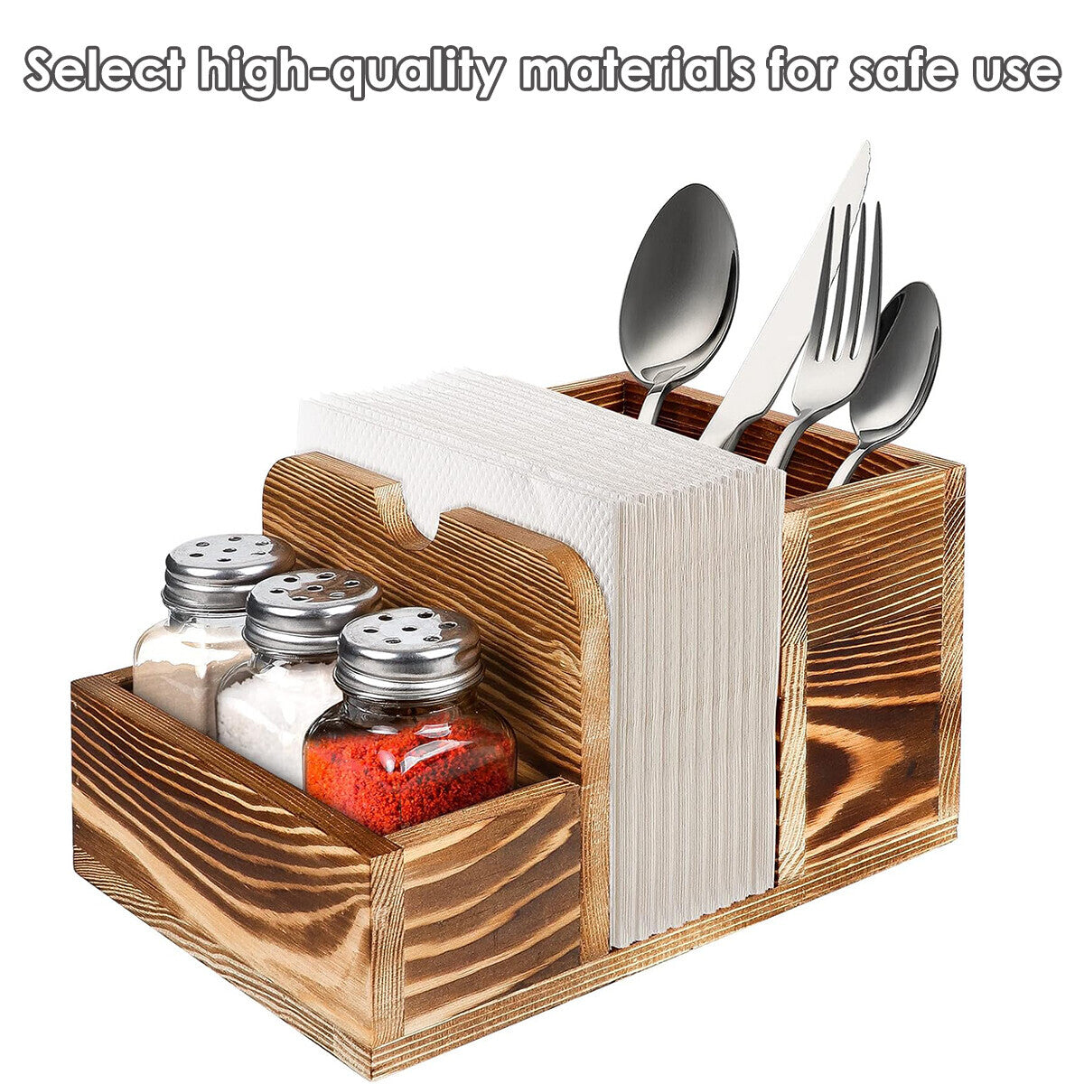 Wooden Spice Storage Box Kitchen Organizer Rack Countertop Container for Herbs