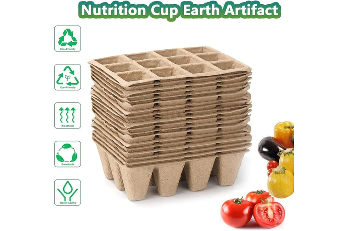 240 Cells Seed Start Tray, 20 Packs Biodegradable Peat Pots for Seedlings, Organic Germination Plant Starter Kit with 200 Labels