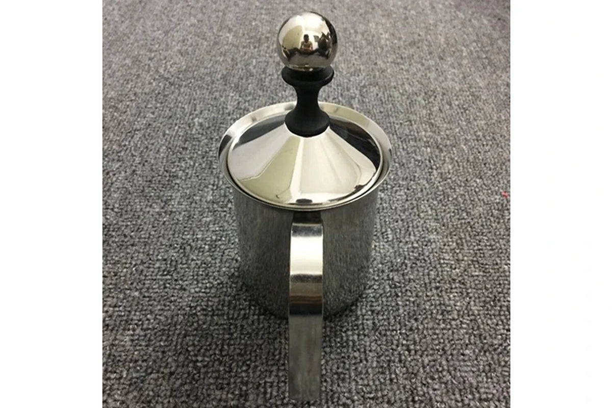400Ml Double Mesh Manual Milk Frother Stainless Steel Hand Pump Milk Foamer Handheld Milk Frothing Pitchers for Cappuccions Coffee