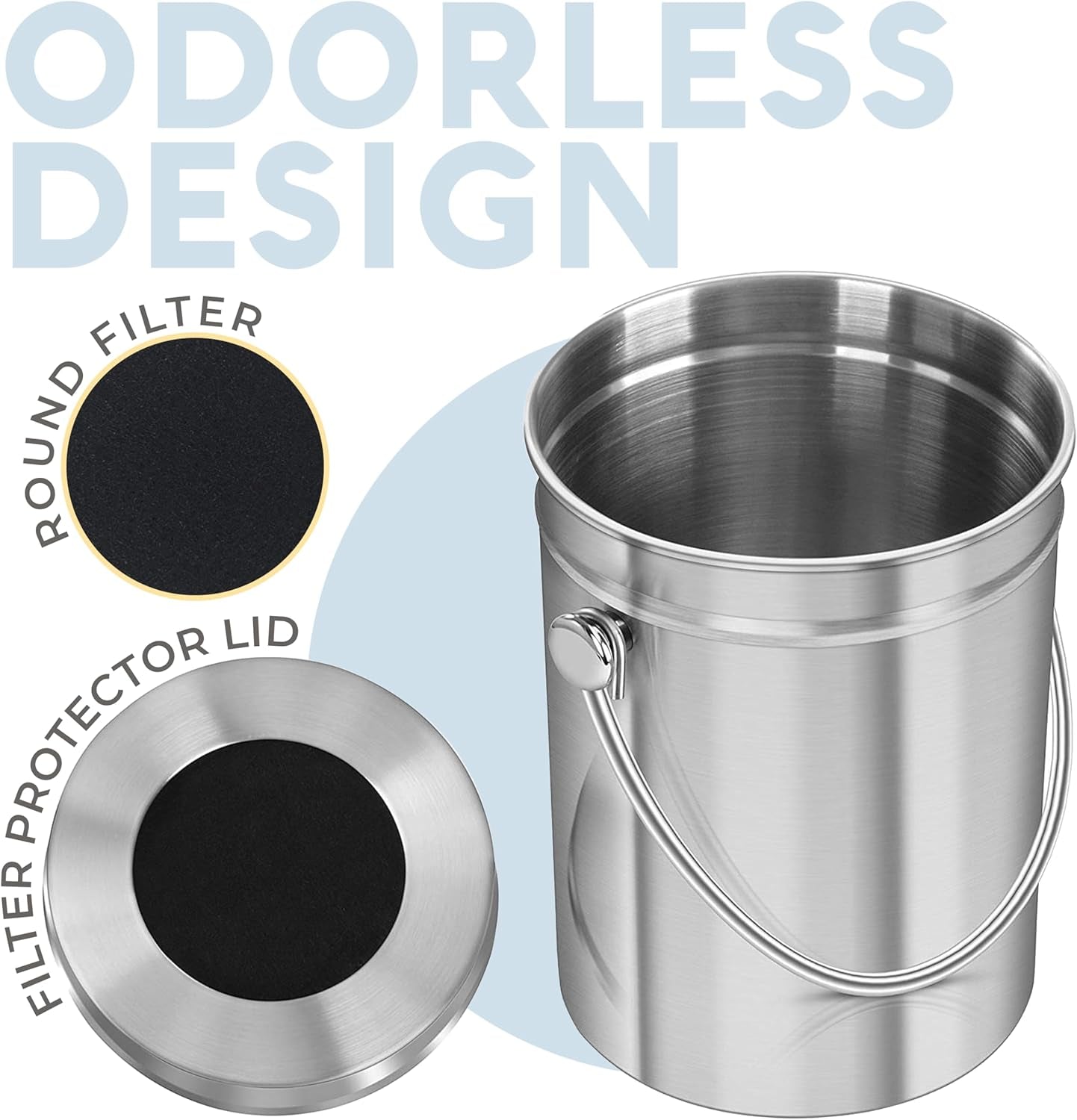 Top Rated  Stainless Steel Compost Bin 1.3 Gallon-Includes Charcoal Filter