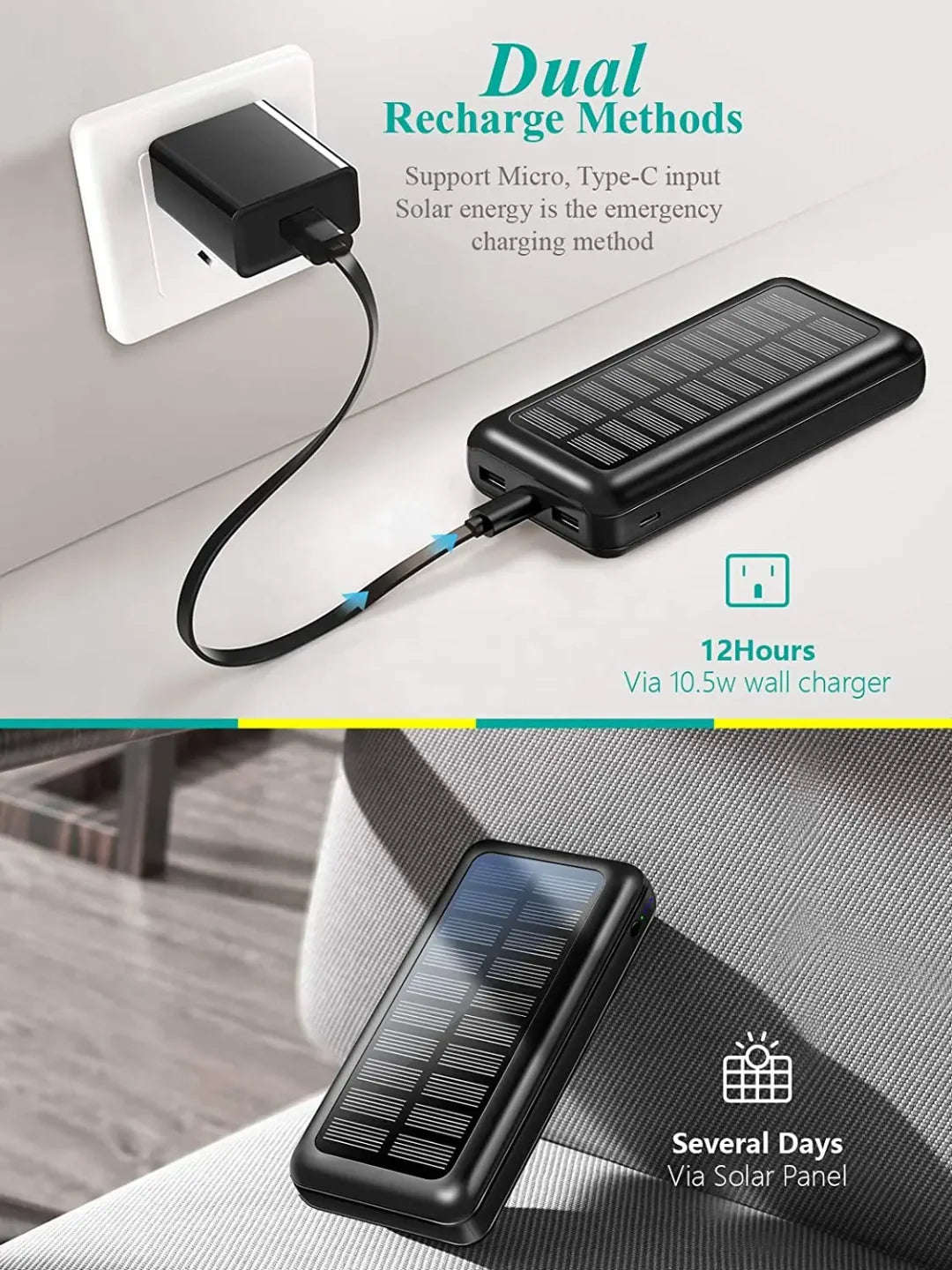 20,000Mah Slim Solar Power Bank
