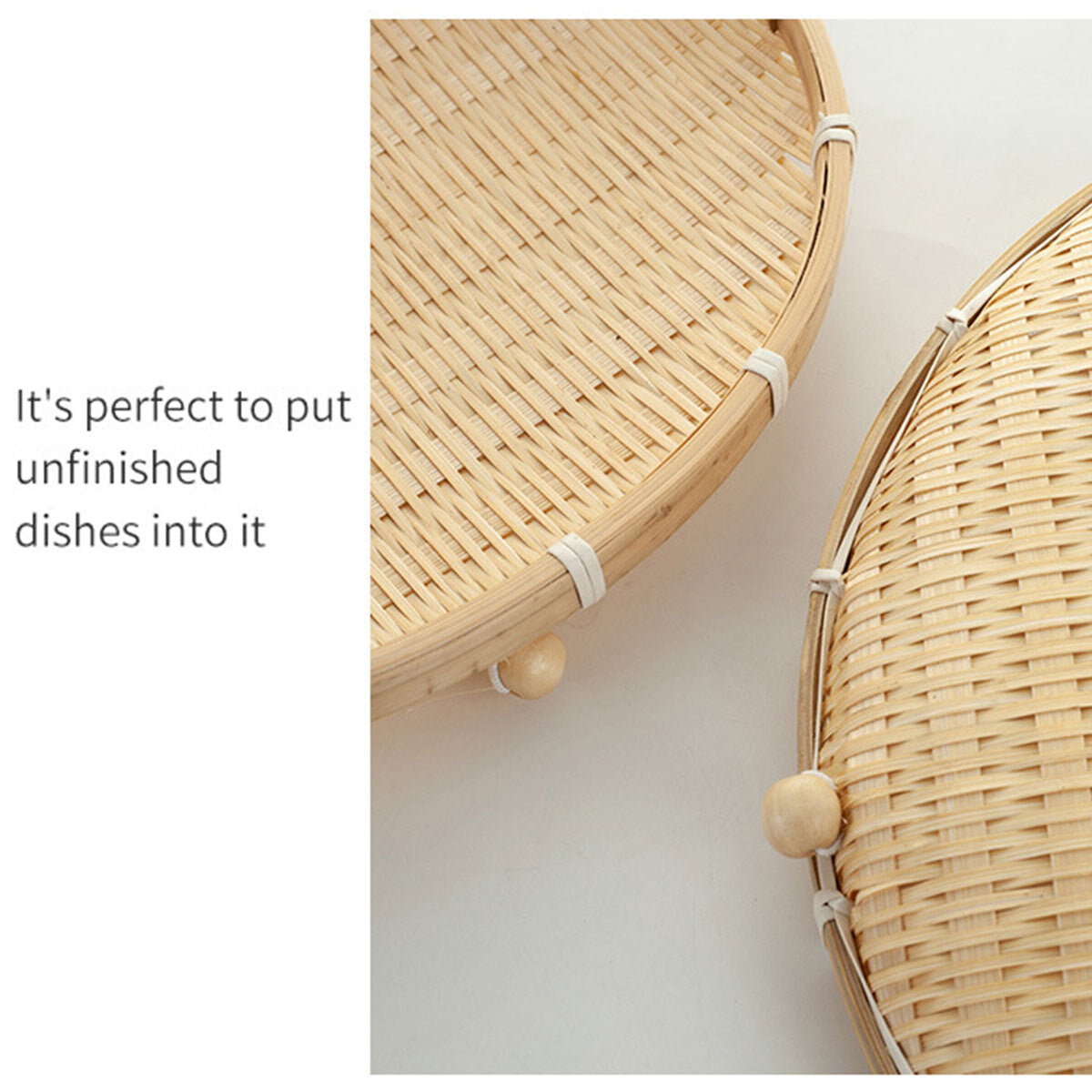 Bamboo Storage Basket with Mesh Cover for Fruit Vegetables Food Bread Kitchen AU