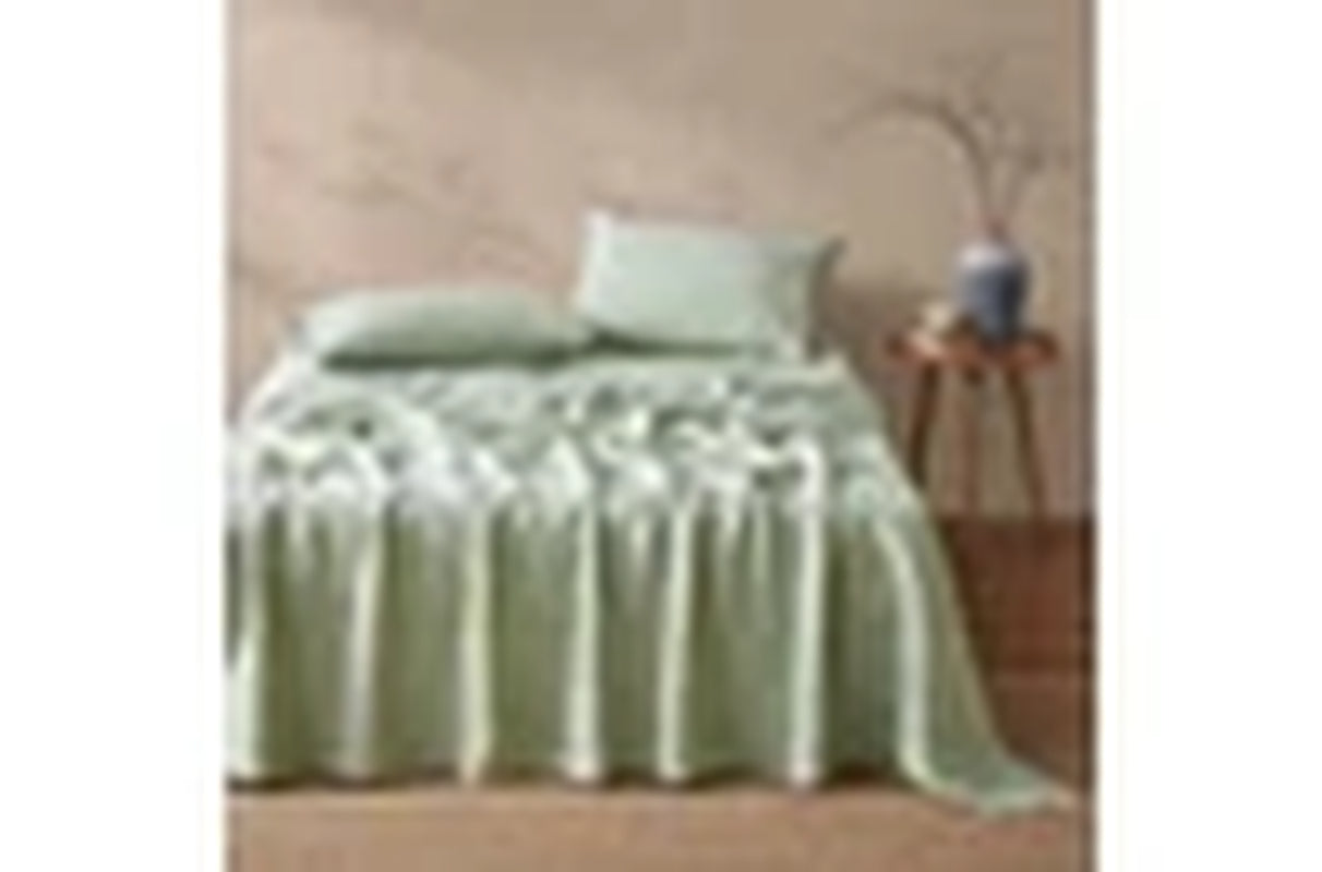 Vintage Washed Hemp Linen Sheet Set Sage (Queen,King,Super King)