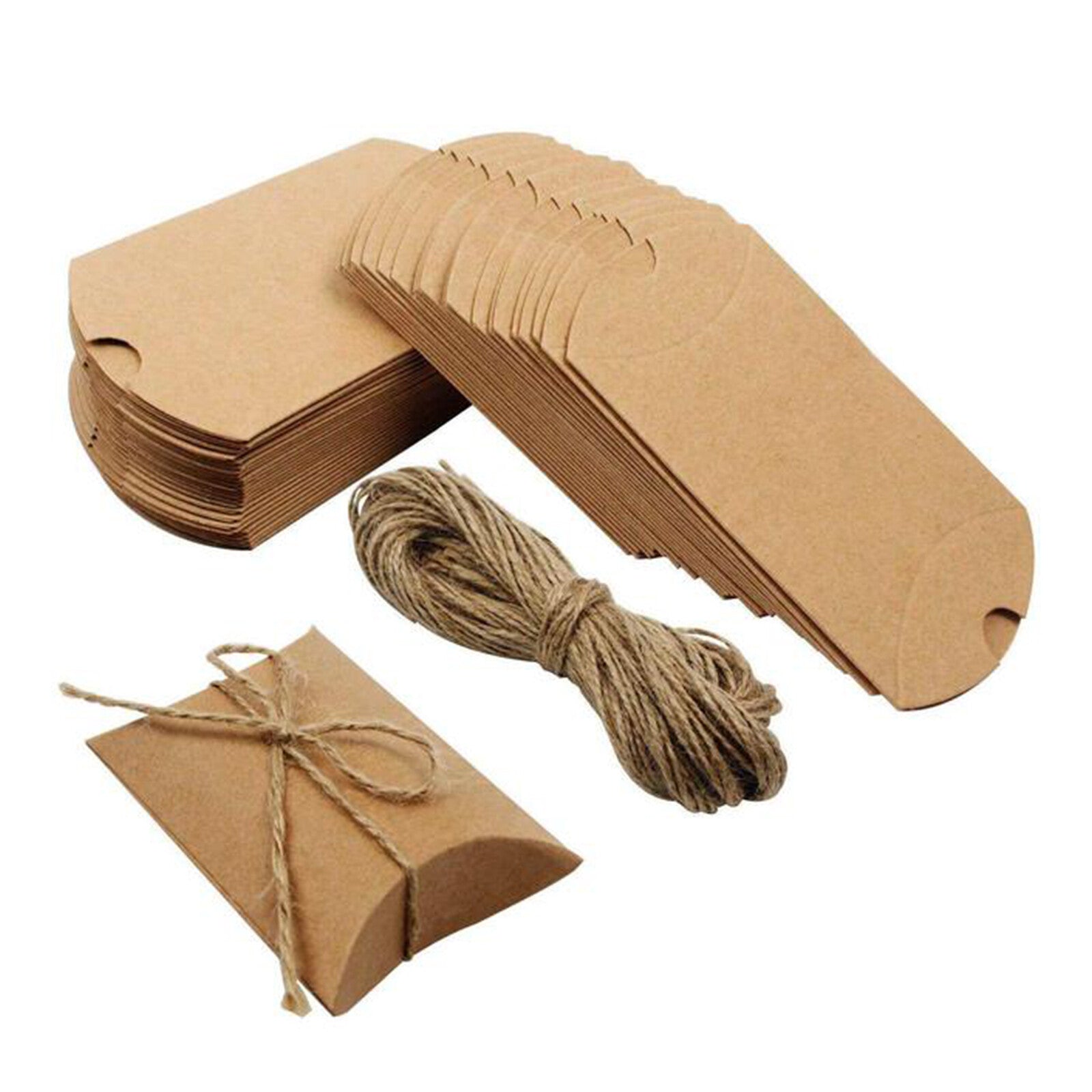 UP 300Pcs Xmas Candy Gift Box Bag Pillow Favor Kraft Paper Gift Favour Wedding