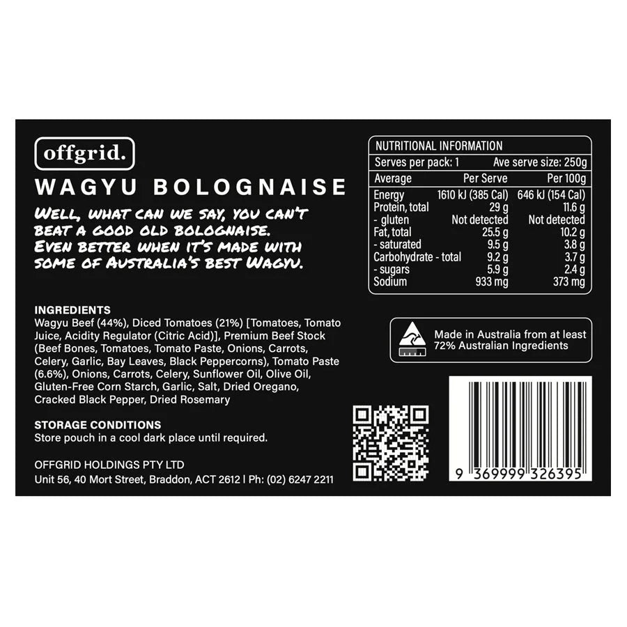 Wagyu Bolognaise - Heat & Eat Meal
